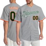 Custom Name and Number Authentic Baseball Jersey - Personalized Gray Green-Orange Design Personalized Gray Green-Orange Authentic