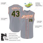 Custom Name Number Baseball Jersey - Personalized Gray Green-Orange Sleeveless Authentic Team Apparel Personalized Gray Green-Orange