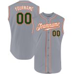 Custom Name Number Baseball Jersey - Personalized Gray Green-Orange Sleeveless Authentic Team Apparel Personalized Gray Green-Orange