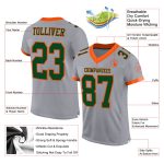 Custom Authentic Football Jersey - Personalized Gray Green-Orange Mesh with Name & Number Personalized Gray Green-Orange
