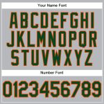 Custom Team Performance T-Shirt with Name and Number - Personalized Gray Green-Orange Color Personalized Gray Green-Orange