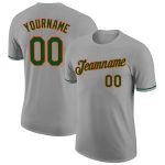 Custom Team Performance T-Shirt with Name and Number - Personalized Gray Green-Orange Color Personalized Gray Green-Orange