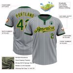 Custom Name and Number Gray Green Pinstripe Gold Two-Button Unisex Softball Jersey - Personalized Team Apparel Personalized