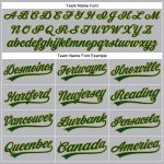 Custom Name and Number Authentic Baseball Jersey in Gray Green Pinstripe with Old Gold - Personalized Team Jersey Personalized
