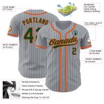 Custom Name and Number Authentic Baseball Jersey - Personalized Gray Green Pinstripe Design Personalized Gray Green Pinstripe