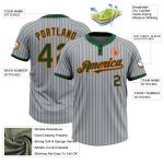 Custom Name Number Unisex Softball Jersey Gray Green Pinstripe Orange Two-Button Design - Personalized Team Apparel Personalized