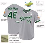 Custom Gray Green-White Authentic Throwback Baseball Jersey with Personalized Name and Number Personalized Gray Green-White