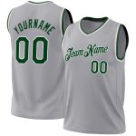 Custom Basketball Jersey with Personalized Name and Number, Gray Green-White Authentic Throwback Design Personalized Gray