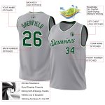 Custom Basketball Jersey with Personalized Name and Number, Gray Green-White Authentic Throwback Design Personalized Gray