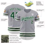 Custom Name and Number Authentic Baseball Jersey - Personalized Gray Green-White Line Design Personalized Gray Green-White