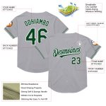 Custom Gray Green-White Mesh Baseball Jersey for Men | Authentic Throwback Design with Personalized Name and Number Personalized