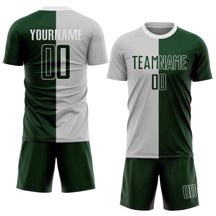 Custom Name and Number Soccer Uniform Jersey - Personalized Gray Green-White Sublimation Split Fashion Team Gear Personalized