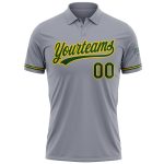 Personalized Vapor Performance Golf Polo Shirt in Gray Green-Yellow Personalized Gray Green-Yellow Performance Vapor Golf