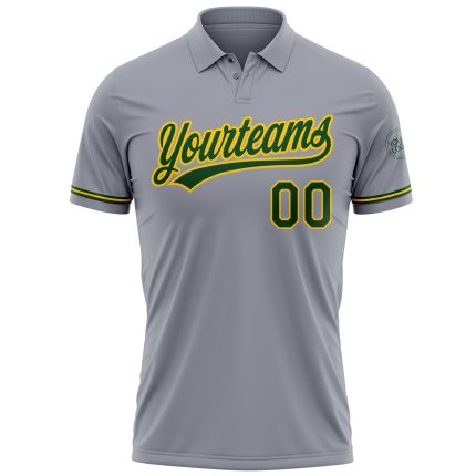 Personalized Vapor Performance Golf Polo Shirt in Gray Green-Yellow Personalized Gray Green-Yellow Performance Vapor Golf