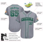 Custom Name & Number Personalized Gray Black Green Drift Fashion Baseball Jersey Personalized Gray Kelly Green-Black Authentic