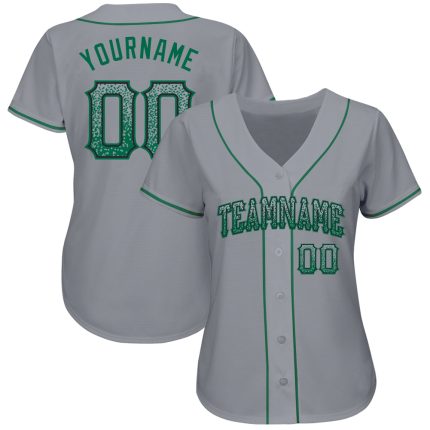 Custom Name & Number Personalized Gray Black Green Drift Fashion Baseball Jersey Personalized Gray Kelly Green-Black Authentic