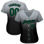 Personalized Baseball Jersey with Custom Name and Number - Gray Kelly Green-Black Authentic Fade Design Personalized Gray