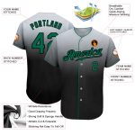 Personalized Baseball Jersey with Custom Name and Number - Gray Kelly Green-Black Authentic Fade Design Personalized Gray
