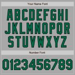 Custom Name and Number Varsity Letterman Jacket Gray Kelly Green-Black Two Tone Full-Snap Bomber Personalized Gray Kelly