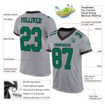 Custom Name and Number Authentic Football Jersey - Personalized Gray Kelly Green-Black Mesh Design Personalized Gray Kelly