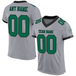 Custom Name and Number Authentic Football Jersey - Personalized Gray Kelly Green-Black Mesh Design Personalized Gray Kelly