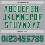 Custom Varsity Letterman Jacket with Team Name & Number - Personalized Gray Kelly Green Cream-Black Bomber Full-Snap Design