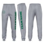 Custom Team Name Number Fleece Jogger Sweatpants Personalized Gray Kelly Green Personalized Gray Kelly Green Fleece Jogger