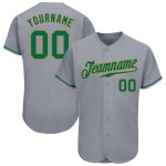 Custom Personalized Baseball Jersey with Name & Number - Gray, Kelly Green, Old Gold Personalized Gray Kelly Green-Old Gold