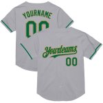 Custom Name and Number Gray Kelly Green Old Gold Authentic Throwback Baseball Jersey - Personalized Team Jersey Personalized