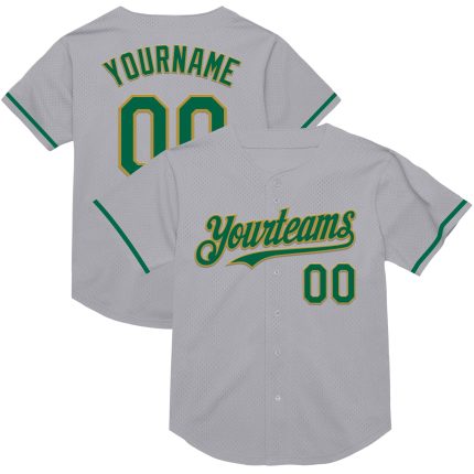 Custom Name and Number Gray Kelly Green Old Gold Authentic Throwback Baseball Jersey - Personalized Team Jersey Personalized