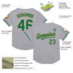 Custom Name and Number Gray Kelly Green Old Gold Authentic Throwback Baseball Jersey - Personalized Team Jersey Personalized