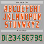 Custom Name Number Varsity Letterman Jacket - Personalized Gray Kelly Green Orange Bomber Full-Snap Personalized Gray Kelly