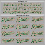Custom Team Name and Number Two Tone Bomber Varsity Jacket Gray Kelly Green-Orange Full-Snap Letterman Personalized Gray