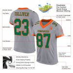 Custom Name and Number Football Jersey - Personalized Authentic Gray Kelly Green-Orange Mesh Team Apparel Personalized Gray