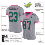 Custom Name Number Personalized Football Jersey Gray Green Pink Mesh Authentic Personalized Gray Kelly Green-Pink Mesh Authentic