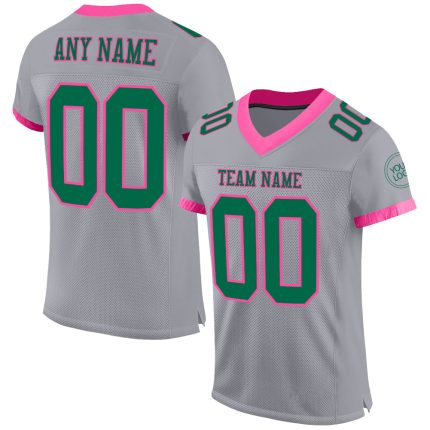 Custom Name Number Personalized Football Jersey Gray Green Pink Mesh Authentic Personalized Gray Kelly Green-Pink Mesh Authentic