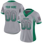 Custom Personalized Football Jersey with Name and Number - Gray Kelly Green-Pink Mesh Drift Style Personalized Gray Kelly