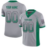 Custom Personalized Football Jersey with Name and Number - Gray Kelly Green-Pink Mesh Drift Style Personalized Gray Kelly