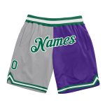 Custom Name Number Authentic Basketball Shorts Gray Kelly Green Purple Throwback Fashion Split Design Personalized Gray Kelly
