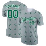Custom Crocodile Performance T-Shirt with Personalized Name & Number - Gray Kelly Green-White 3D Pattern Design Personalized