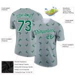Custom Crocodile Performance T-Shirt with Personalized Name & Number - Gray Kelly Green-White 3D Pattern Design Personalized