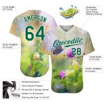 Custom Name Number Baseball Jersey Personalized 3D Pattern Flowers Butterfly Gray Kelly Green White Design Personalized Gray