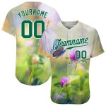 Custom Name Number Baseball Jersey Personalized 3D Pattern Flowers Butterfly Gray Kelly Green White Design Personalized Gray