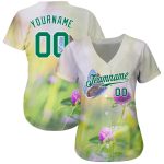 Custom Name Number Baseball Jersey Personalized 3D Pattern Flowers Butterfly Gray Kelly Green White Design Personalized Gray