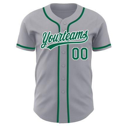 Personalized Gray Kelly Green White Authentic Baseball Jersey for Men Personalized Gray Kelly Green-White Authentic Baseball