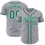 Personalized Gray Kelly Green White Authentic Baseball Jersey for Men Personalized Gray Kelly Green-White Authentic Baseball