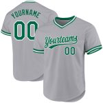 Customizable Baseball Jersey in Gray and Kelly Green with Personalized Name and Number - Authentic Throwback Style Personalized