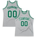 Personalized Authentic Throwback Basketball Jersey - Gray Kelly Green and White Personalized Gray Kelly Green-White Authentic