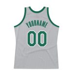 Personalized Custom Basketball Jersey with Name and Number - Gray Kelly Green White Authentic Throwback Design Personalized