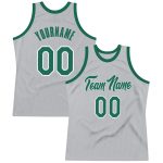 Personalized Custom Basketball Jersey with Name and Number - Gray Kelly Green White Authentic Throwback Design Personalized